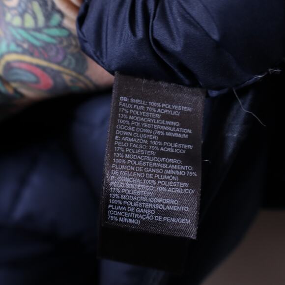 THE NORTH FACE Arctic 2 Down Parka Summit Navy Hooded Zippered Women's M - Picture 16 of 16